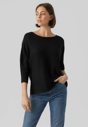 VMNORA 3/4 BOATNECK - Strickpullover - black