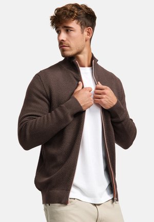 ERIK - Sweatjakke - chocolate plum mix