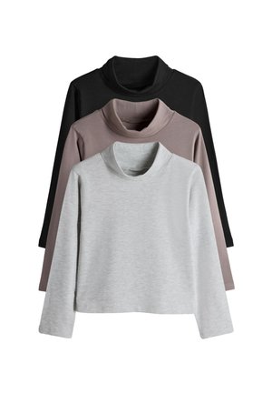 THE SET REGULAR FIT - 3 PACK LONG SLEEVE ROLL NECK  - Longsleeve - black grey