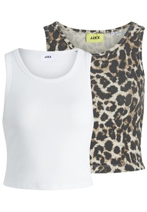 JJXX, JXFALLON 2 PACK - Topp - white/dark brown/beige
