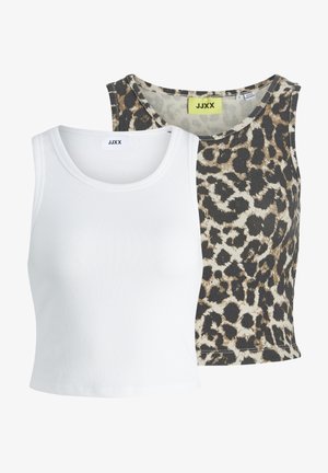 JJXX, JXFALLON 2 PACK - Topp - white/dark brown/beige