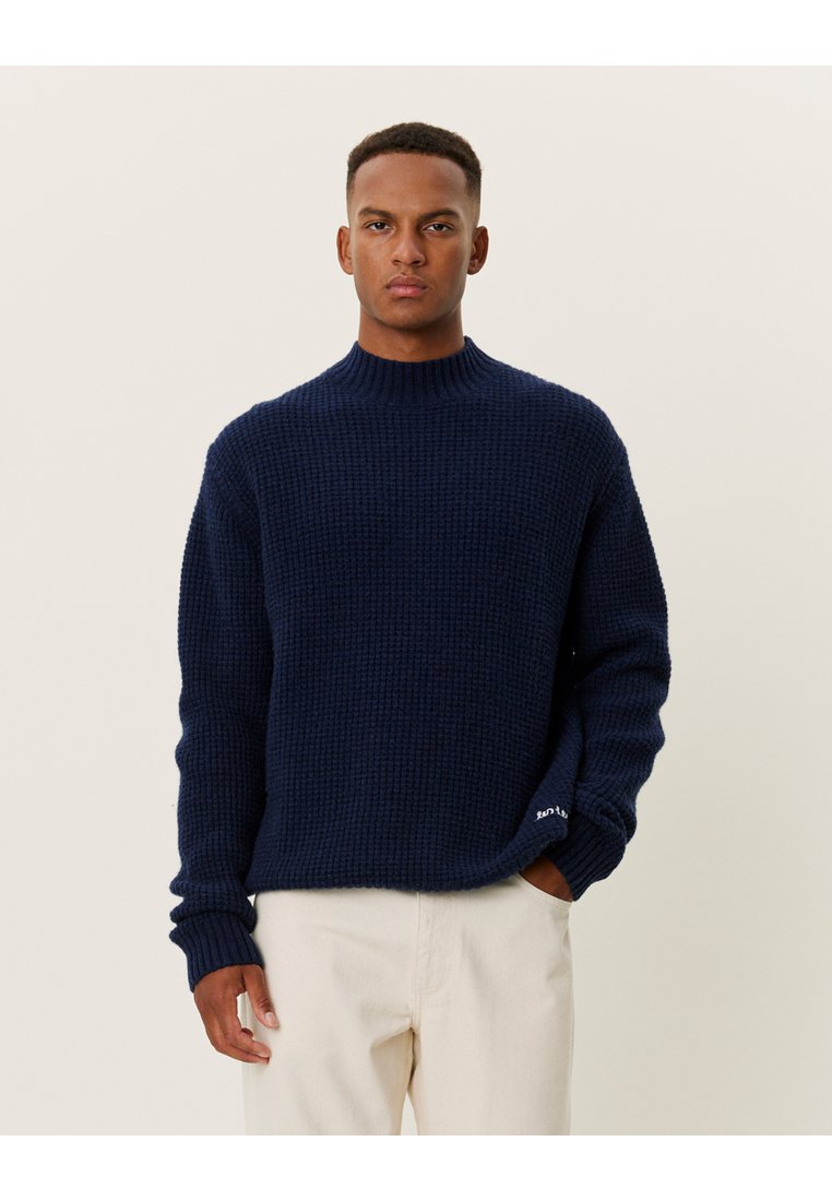 Les Deux GRADY WAFFLE MOCKNECK - Strickpullover - dark navy