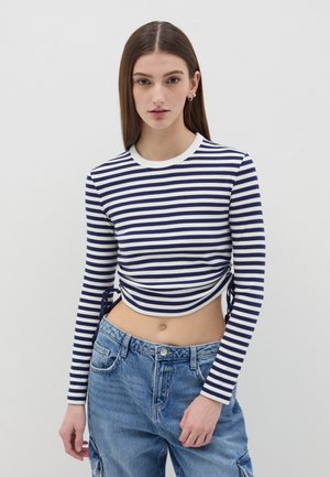 CROP WITH LACES - Maglietta a manica lunga - white blue