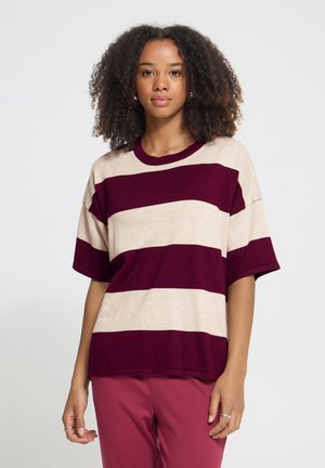 ICHI, IHLULS LOOSE SS - T-shirts print - wide stripe rhododendron