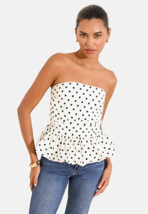 Lipsy, REGULAR FIT - BANDEAU PUFF HEM TOP - Felső - white black polka dot printed