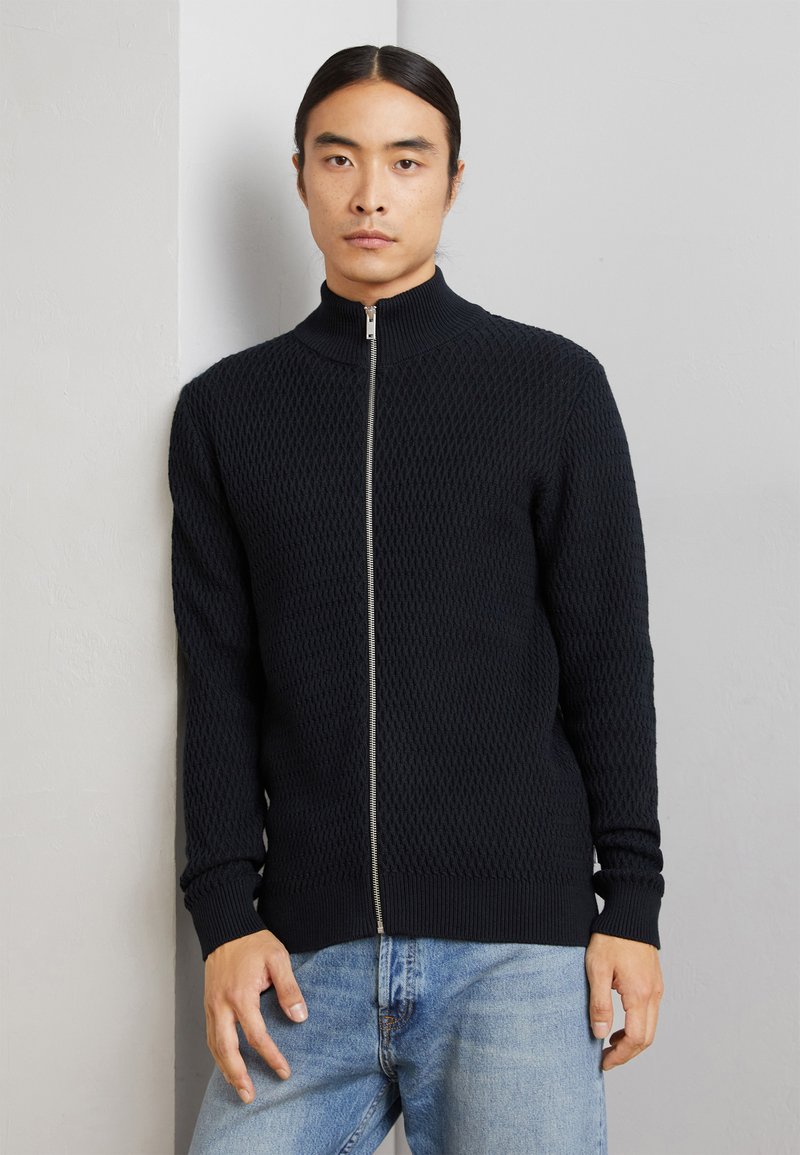 Lindbergh O-NECK STRUCTURE - Sweat zippé - black