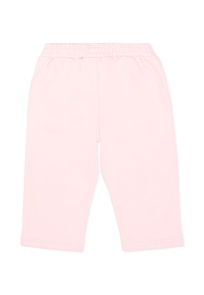 Pantalon rose clair pour tout-petit avec taille élastique et poches latérales, conçu pour un confort décontracté et une facilité d'habillage.