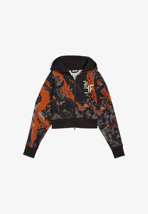 LAFRANCÉ HEEM CROP KAPUZEN - Sudadera con cremallera - orange glo aop