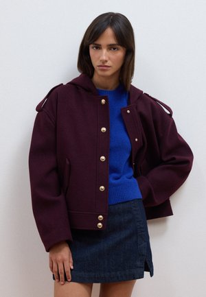 Les Copains, HOODED JACKET WITH PRESS-STUD FASTENING - Light jacket - wine purple