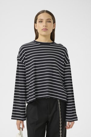 Gestuz SIBA STRIPE - Pitkähihainen paita - black/white