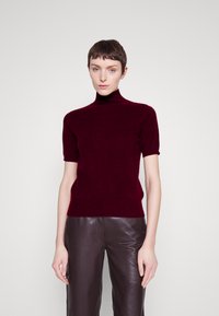 pure cashmere HIGH NECK SHORT SLEEVE - Βασικό μπλουζάκι - burgundy