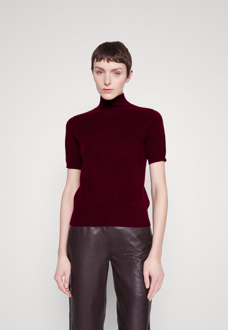 pure cashmere HIGH NECK SHORT SLEEVE - Βασικό μπλουζάκι - burgundy
