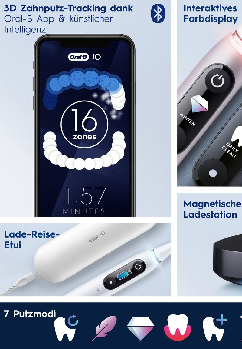 Oral-B ORAL-B ELEKTRISCHE ZAHNBÜRSTE - IO 9 + LADE-REISEETUI - BLACK ON - Elektrische  Zahnbürste - schwarz