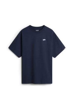 Marineblauw Vans T-shirt met korte mouwen en een klein wit Vans-logo op de linkerborst.