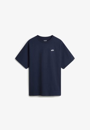 Marineblauw Vans T-shirt met korte mouwen en een klein wit Vans-logo op de linkerborst.
