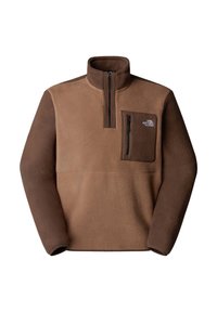 YUMIORI 1/4 ZIP - Fleece jumper - latte smokey brown tnf black