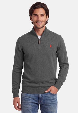 U.S. Polo Assn., USKnooxx - Strickpullover - anthrazit meliert-rot