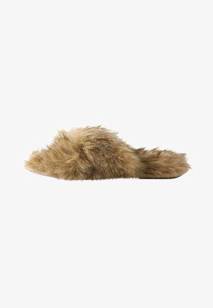 Next, REGULAR FIT - FUR OPEN TOE MULE SLIPPERS - Hausschuh - tan brown