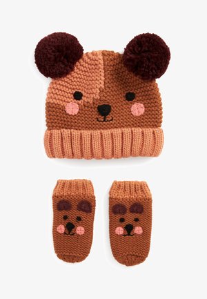 2 PIECE CHARACTER HAT AND MITTENS SET - Hat - Brown Dog