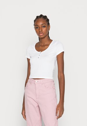 SEAMLESS SNAP HENLEY - Basic T-shirt - bright white