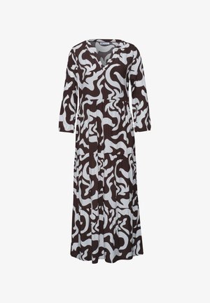 Street One, MIDI-KLEID MIT SPLIT NECK UND PRINT - Hverdagskjole - espresso brown