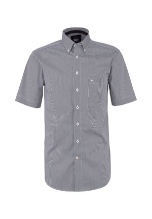 Kurzärmliges Hemd mit Knopfleiste, schwarz-weißem Mikrokaro-Muster, Button-Down-Kragen und Brusttasche mit Logodetail.