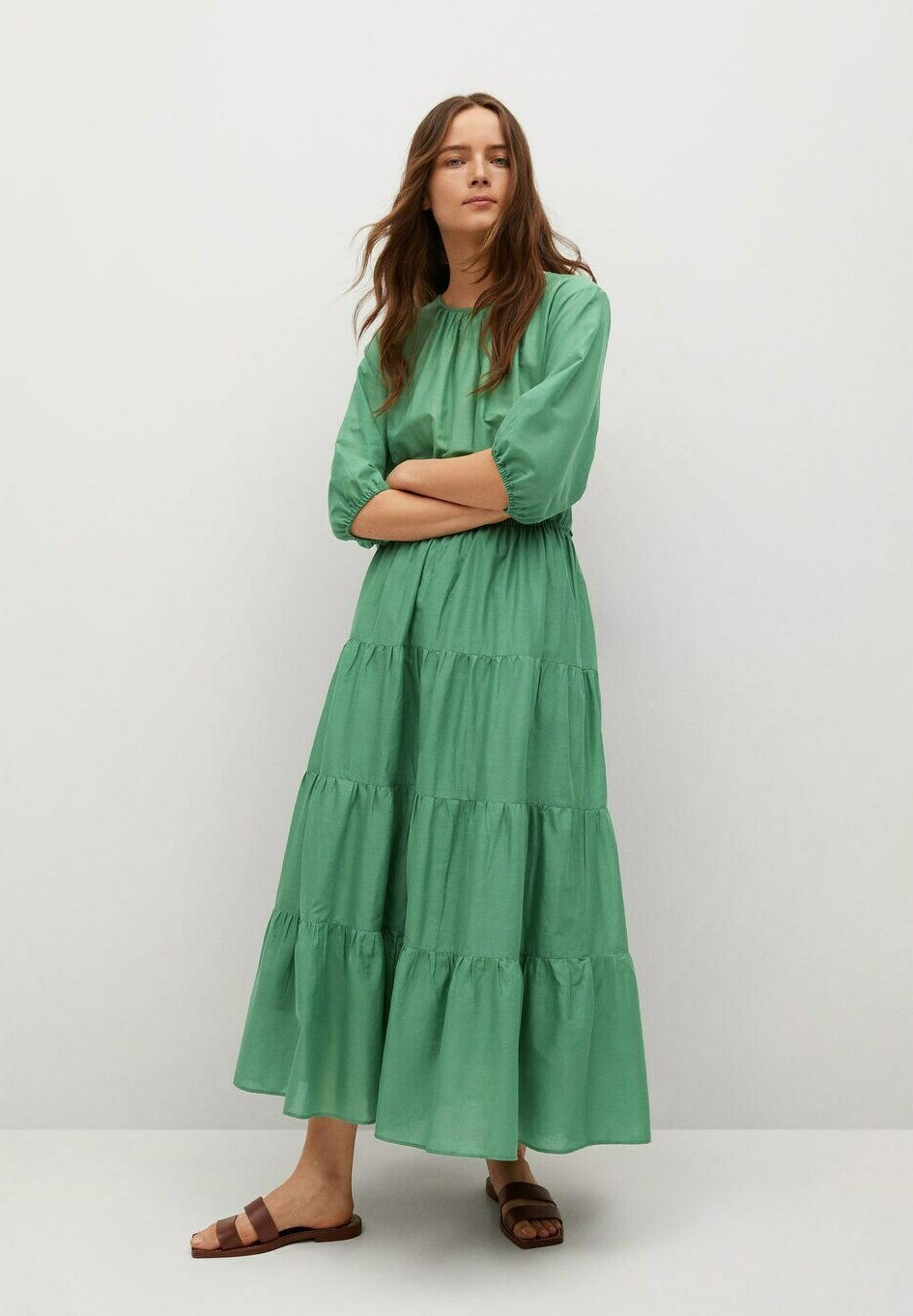 vestito verde lungo mango