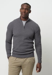 PROFUOMO THE STRUCTURE BASIC HALF ZIP - Strickpullover - grey