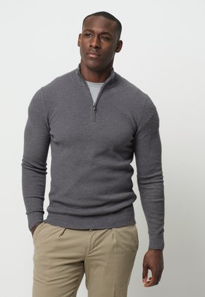 THE STRUCTURE BASIC HALF ZIP - Strickpullover - grey