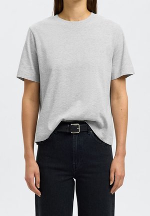 Selected, T-shirt basique - mottled light grey