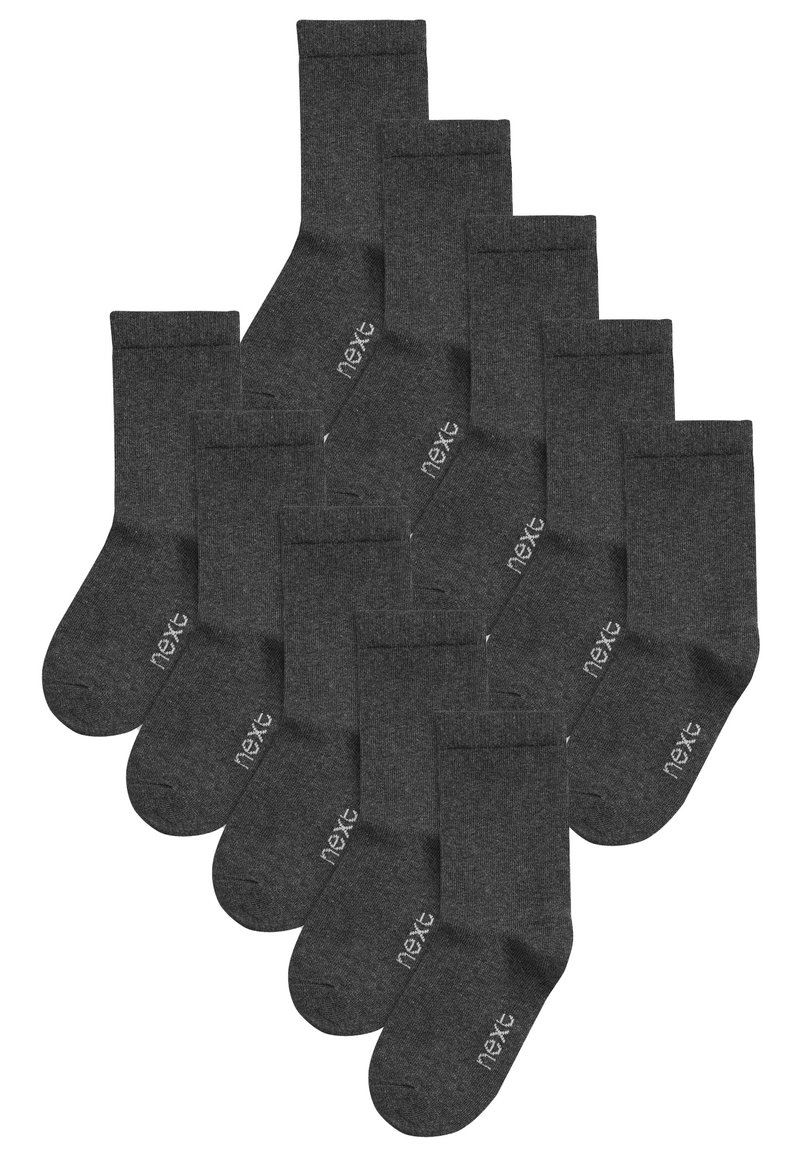 Dunkelgraue Socken aus einem weichen Material. Knöchellang mit einem gerippten Bündchen. Jede Socke hat ein weißes Logo aufgedruckt. Im Set verpackt.