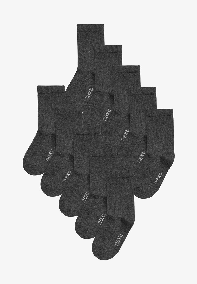 Dunkelgraue Socken aus einem weichen Material. Knöchellang mit einem gerippten Bündchen. Jede Socke hat ein weißes Logo aufgedruckt. Im Set verpackt.