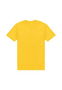 Žluté bavlněné tričko s kulatým výstřihem a krátkým rukávem. Tkanina má hladkou texturu a je v jednobarevném provedení bez vzorů nebo akcentů.