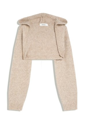 Bershka, BOLERO JUMPER WITH HOOD - Gilet - sand