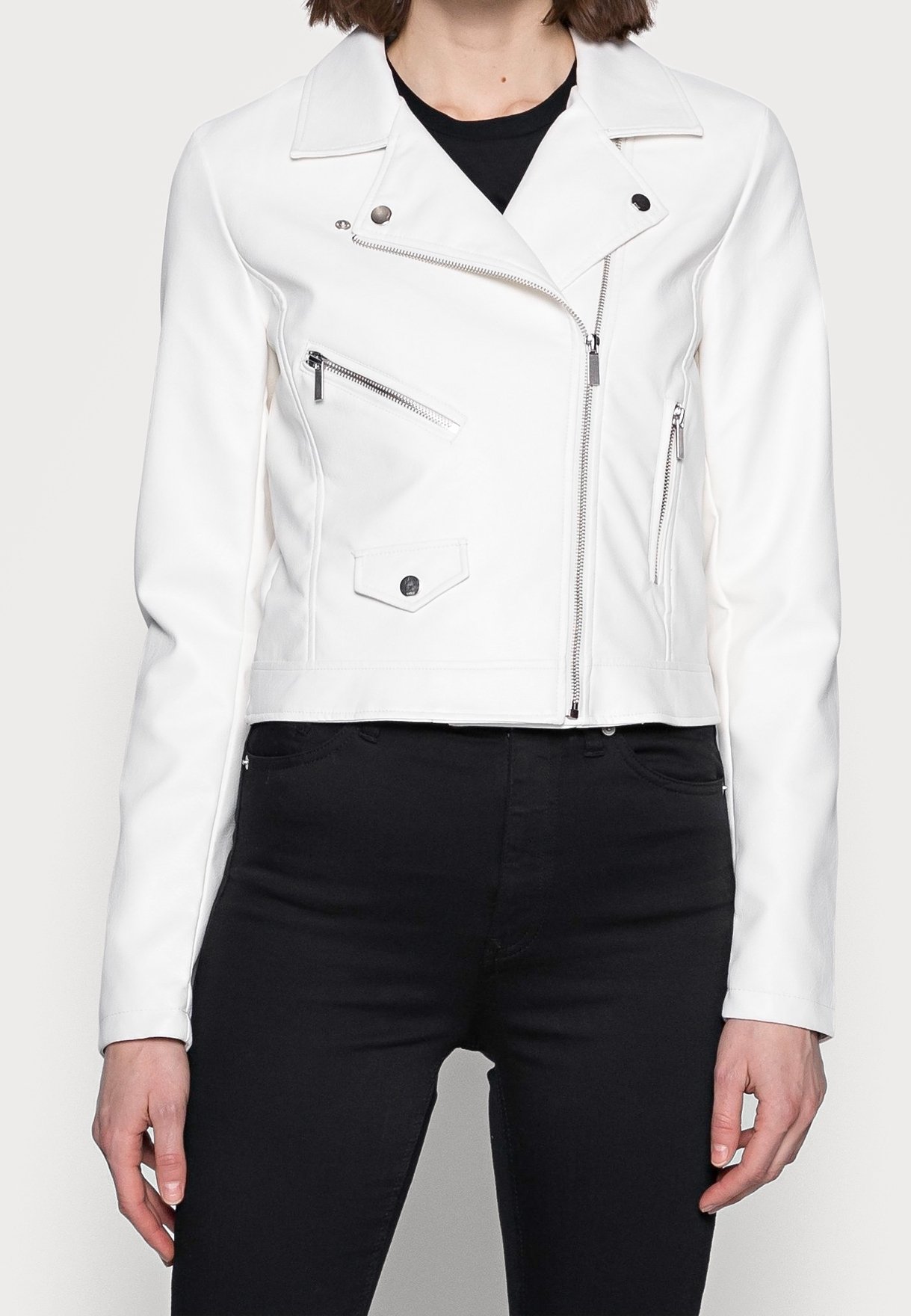 ジャケット・アウター 00s archive white leather jacket Women's White Leather Motorcycle Jacket w/Side Lace #L6027LW