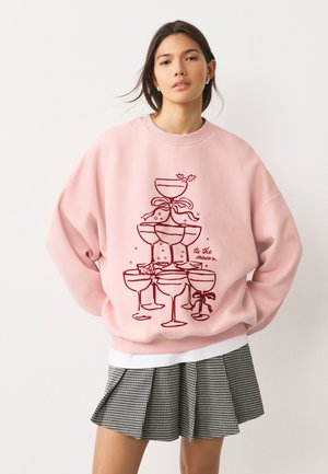REGULAR FIT - SEASONAL CHRISTMAS GRAPHIC CHAMPAGNE TREE LONGSLEEVEE CREWNECK  - Sweatshirt - pink