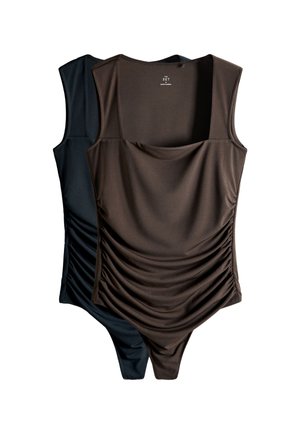 THE SET, 2 PACK SQUARE NECK RUCHED - Body / Bodystocking - black chocolate brown