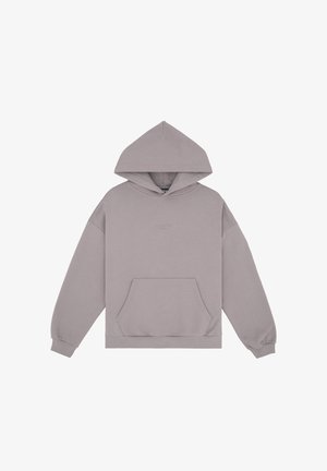 Szara bluza z kapturem, przednią kieszenią i mankietami. Wykonana z miękkiego materiału, z małym logo na klatce piersiowej.