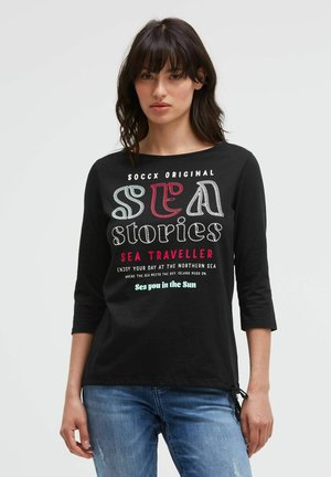 Soccx, SOCCX SHIRT MIT U-BOOT-AUSSCHNITT, ARTWORK UND SAUMBAND - Long sleeved top - black