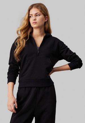 Calvin Klein Performance HALF ZIP - Felpa con cappuccio - black beauty