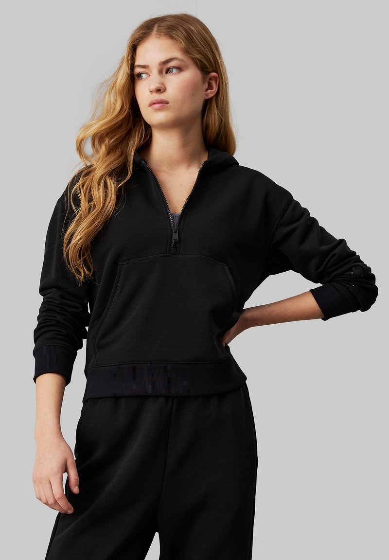 Calvin Klein Performance HALF ZIP  - Felpa con cappuccio - black beauty