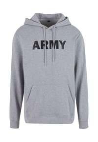 Felpa grigia con tasca a marsupio e cappuccio regolabile con cordino. Presenta un audace testo nero "ARMY" sul davanti. Realizzata in un materiale morbido e confortevole.