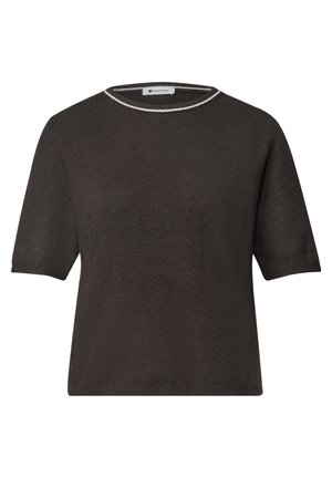 Street One, KURZARM PULLOVER MIT KONTRASTDETAIL - T-shirt basique - black coffee mel.
