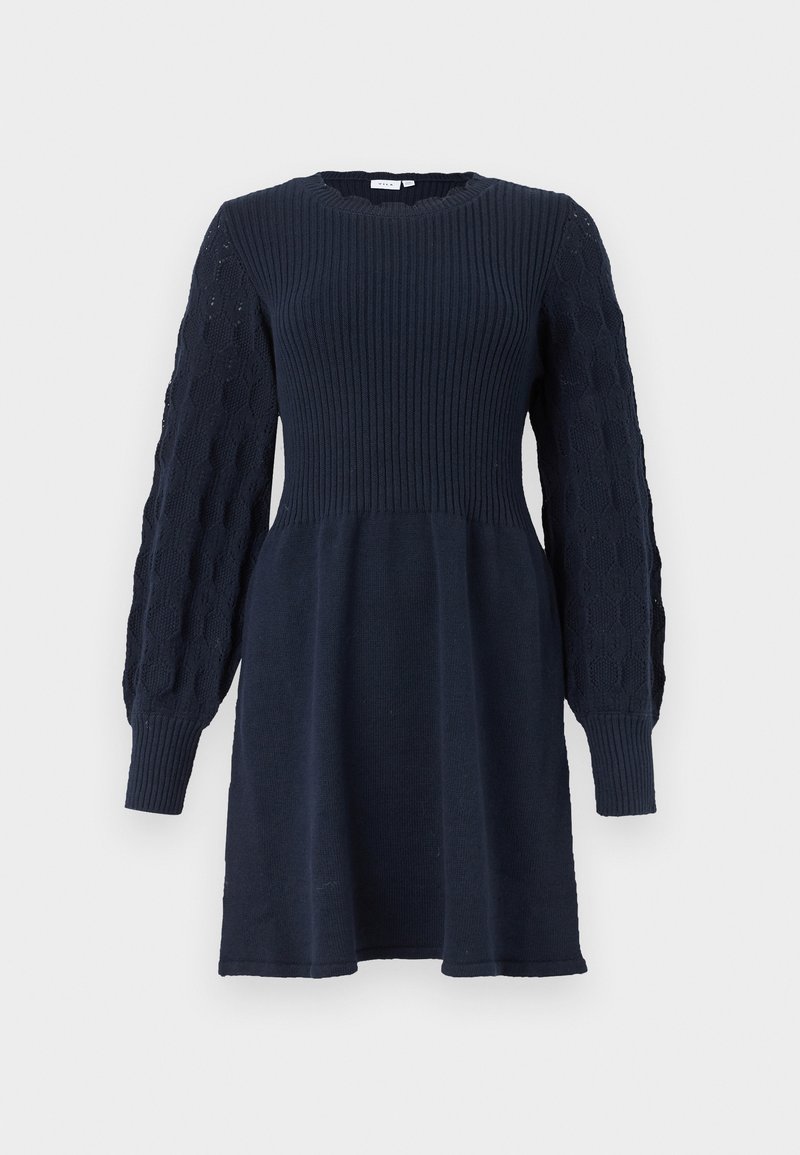 Vila Gebreide jurk donkerblauw