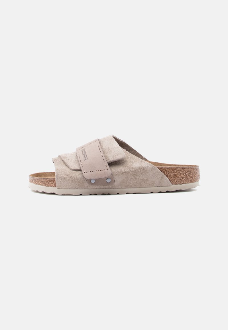 Birkenstock Off-White Double Strap Sandals Kyoto suede leather Kyoto Nubuck-Suede Leather in Color Antique White  main image 2