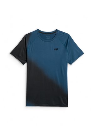4F, 4F KOSZULKA TRENINGOWA REGULAR SZYBKOSCHNĄCA MĘSKA - TURKUSOWA XXL - Sport T-Shirt - dark blue allover