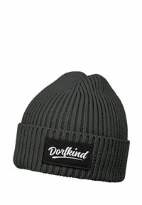 MoonWorks PATCH MIT SPRUCH DORFKIND AUFDRUCK LUSTIG - Beanie - dunkelgrau