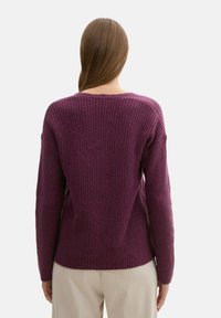 TOM TAILOR MIT V-AUSSCHNITT - Maglione - black berry melange
