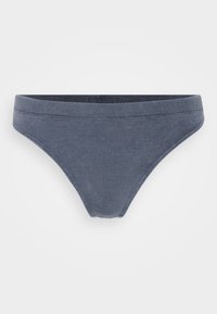 Czarny bikini w kolorze ciemnoszarym, wykonany z miękkiego, elastycznego materiału. Posiada gładki pas i bezszwowe krawędzie dla wygody.