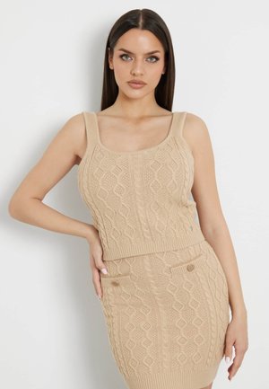 STRICKTOP ZOPFMUSTER - Top - beige